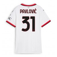 Camiseta AC Milan Strahinja Pavlovic #31 Visitante Equipación para mujer 2024-25 manga corta